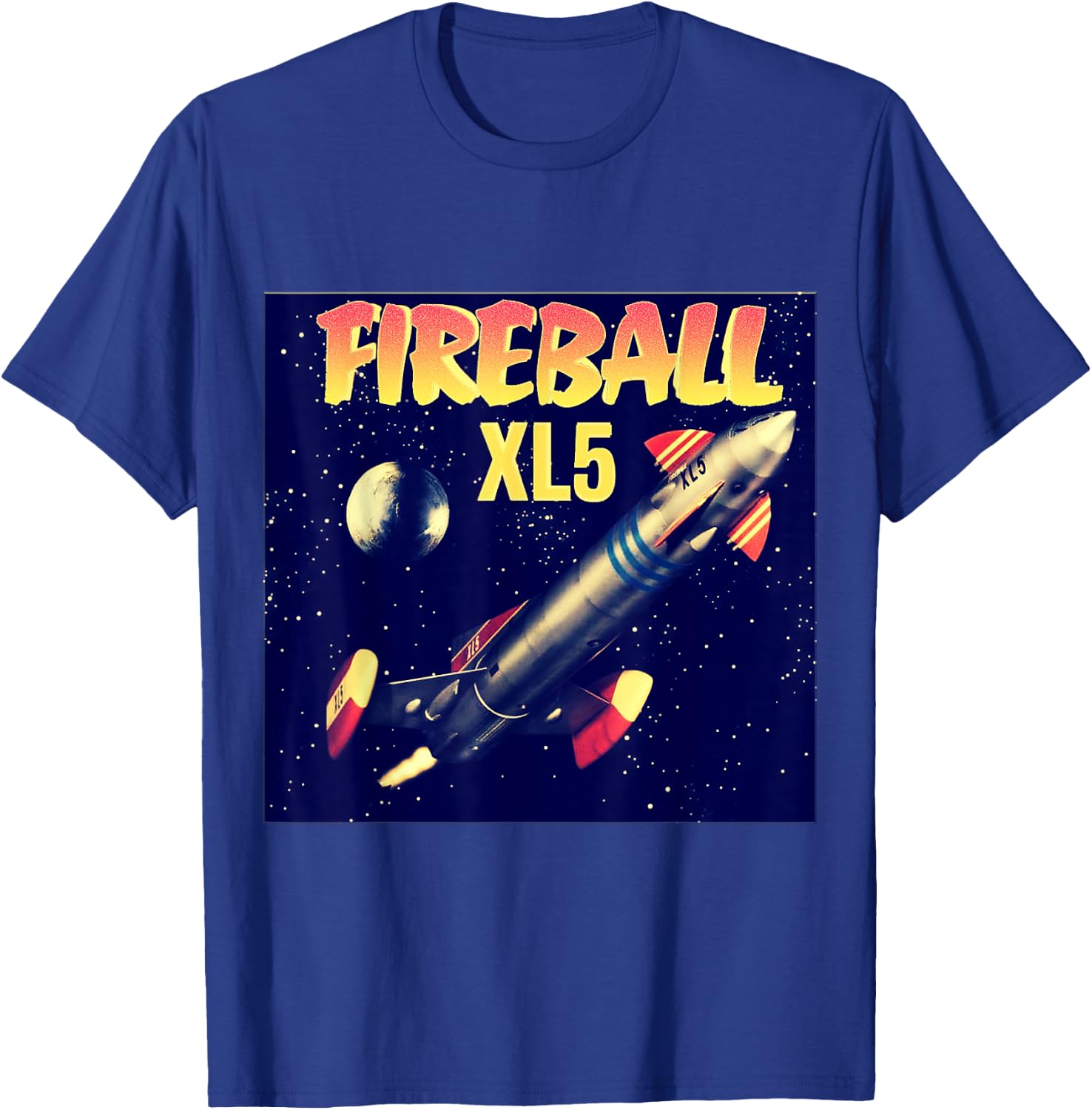 Fireball XL5 Retro Sci-Fi Rocket T-Shirt - T-Shirt | Royal