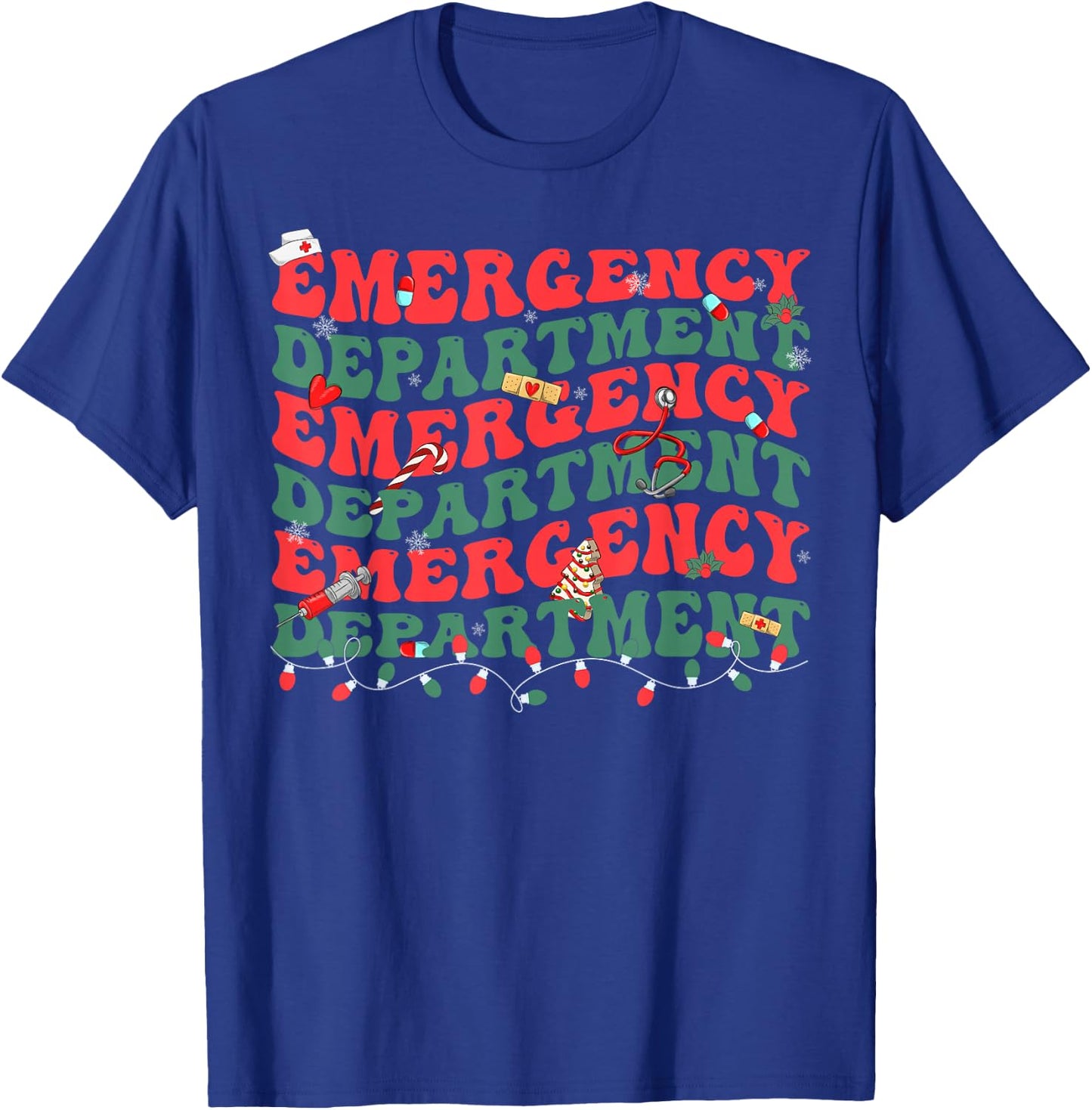 Emergency Department ER Nurse Christmas Ed Nurse Tech T-Shirt - T-Shirt | Royal