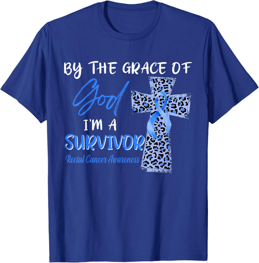 I'm A Survivor Rectal Cancer Awareness Blue Ribbon T-Shirt - T-Shirt | Royal