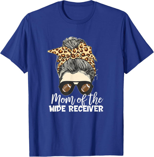 Mom of the Wide Receiver Football Bun T-Shirt - T-Shirt | Royal