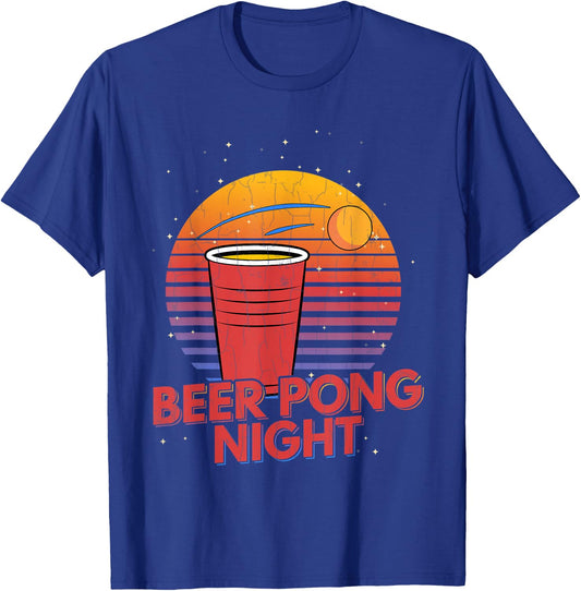 Beer Pong Night Funny Sports Lover Player Coach Graphic T-Shirt - T-Shirt | Royal