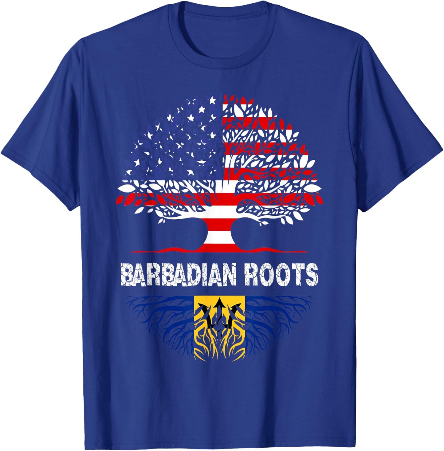 Barbados Bajan Barbadian Heritage Proud Half Barbadian Flag T-Shirt - T-Shirt | Royal