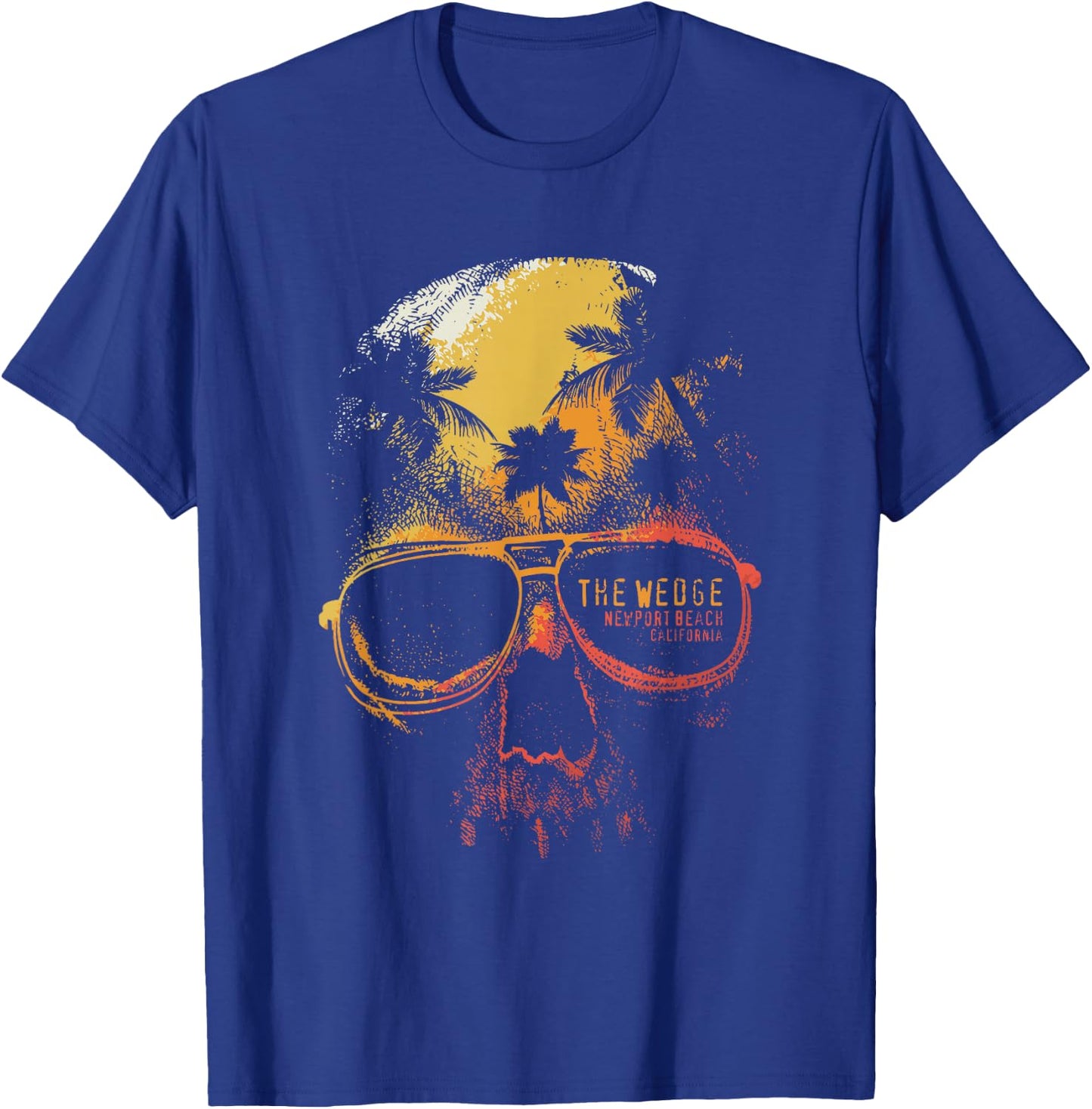 The Wedge Newport Beach Skull Summer California Surfing T-Shirt - T-Shirt | Royal