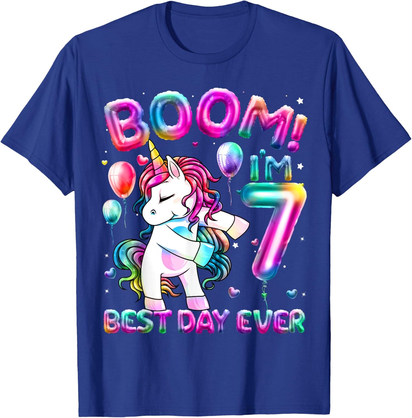 7 Years Old Flossing Unicorn Gifts 7th Birthday Girl Party T-Shirt - T-Shirt | Royal
