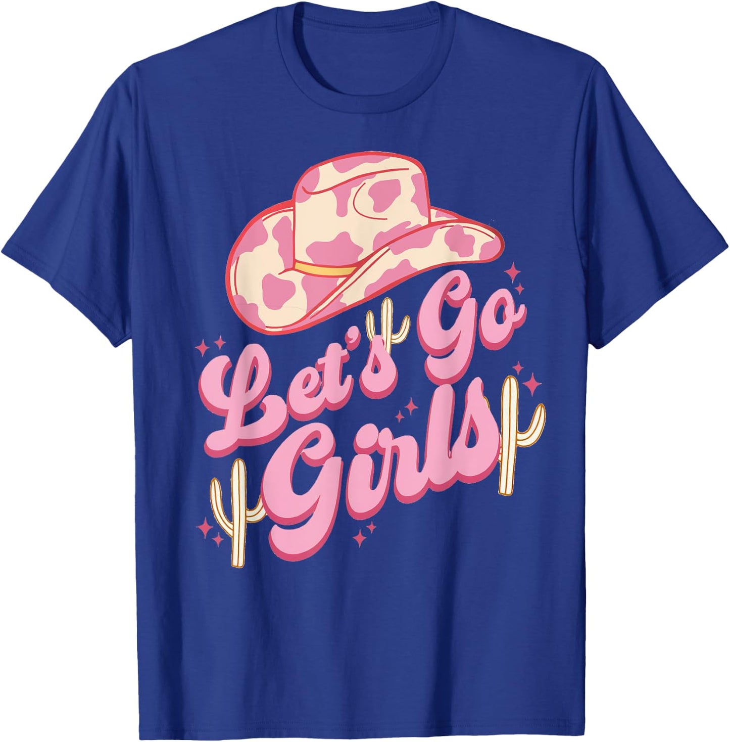 Leopard Cowboy Hat Let's Go Cowgirl Girls Western Country T-Shirt - T-Shirt | Royal
