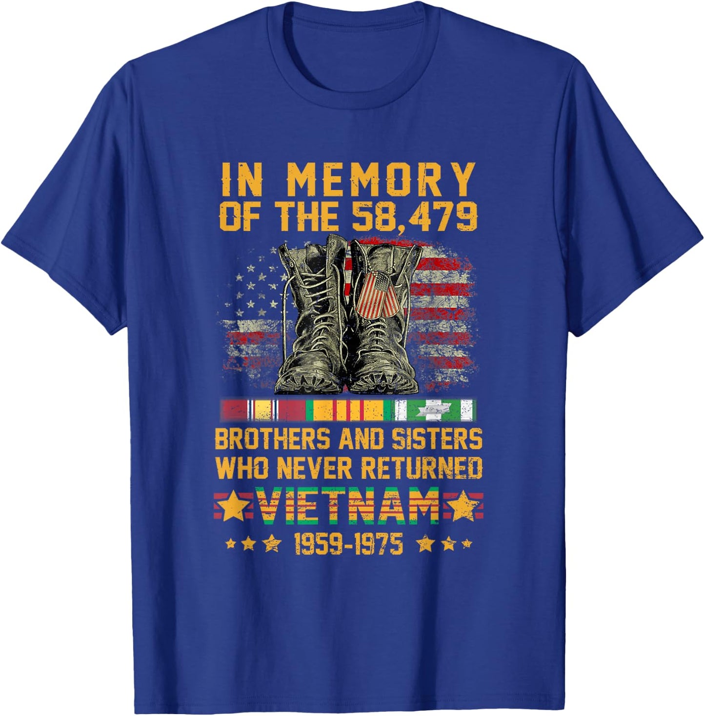 in Memory of The 58479 Brothers and Sisters Vietnam Veteran T-Shirt - T-Shirt | Royal
