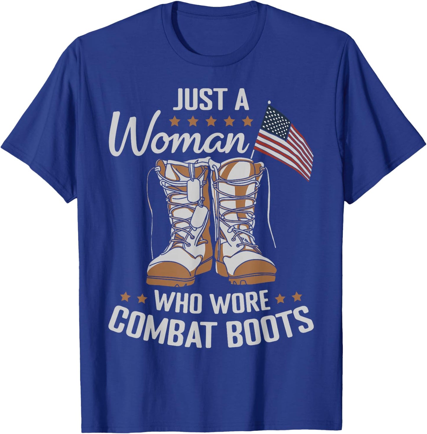 Female Veteran Flag Boots Women Veteran Mother Grandma T-Shirt - T-Shirt | Royal
