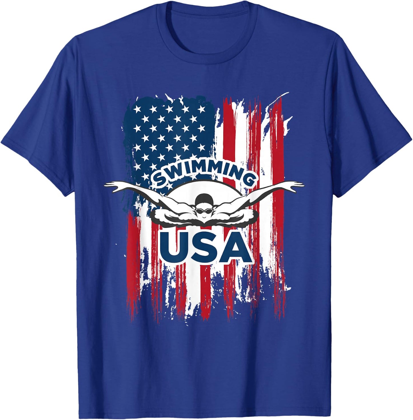 Swimming USA Support The Team Shirt USA Flag Pool T-Shirt - T-Shirt | Royal