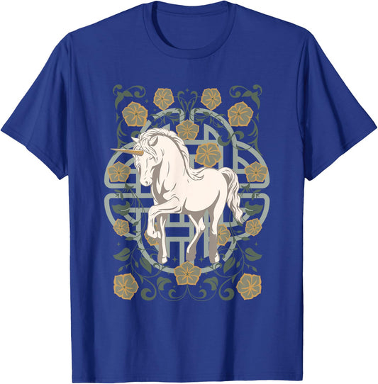 Celtic Unicorn Design T-Shirt - T-Shirt | Royal