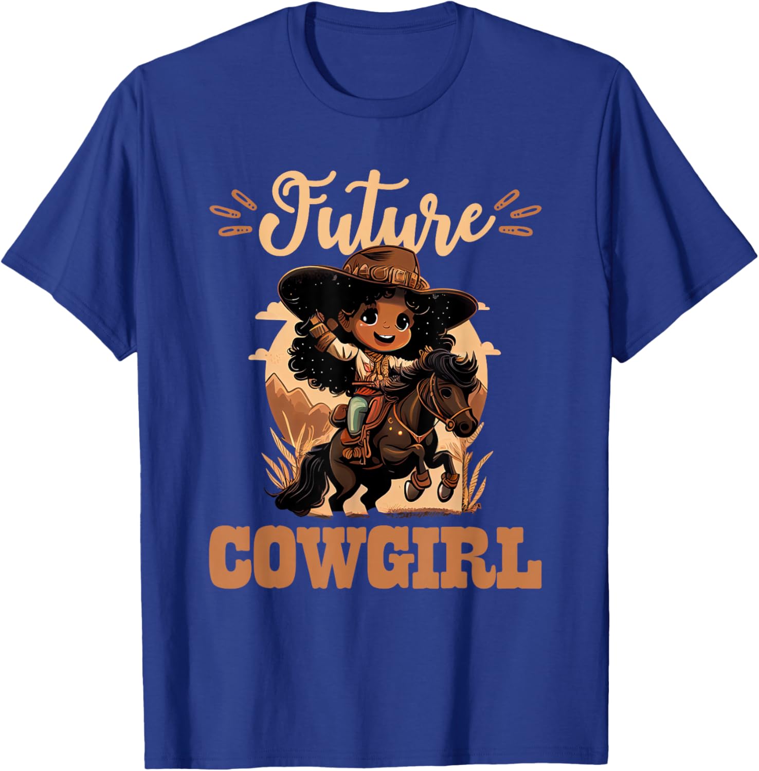 Future Cowgirl Toddler, African American Rodeo Girl Kids T-Shirt - T-Shirt | Royal