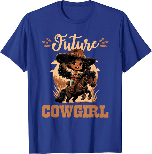 Future Cowgirl Toddler, African American Rodeo Girl Kids T-Shirt - T-Shirt | Royal