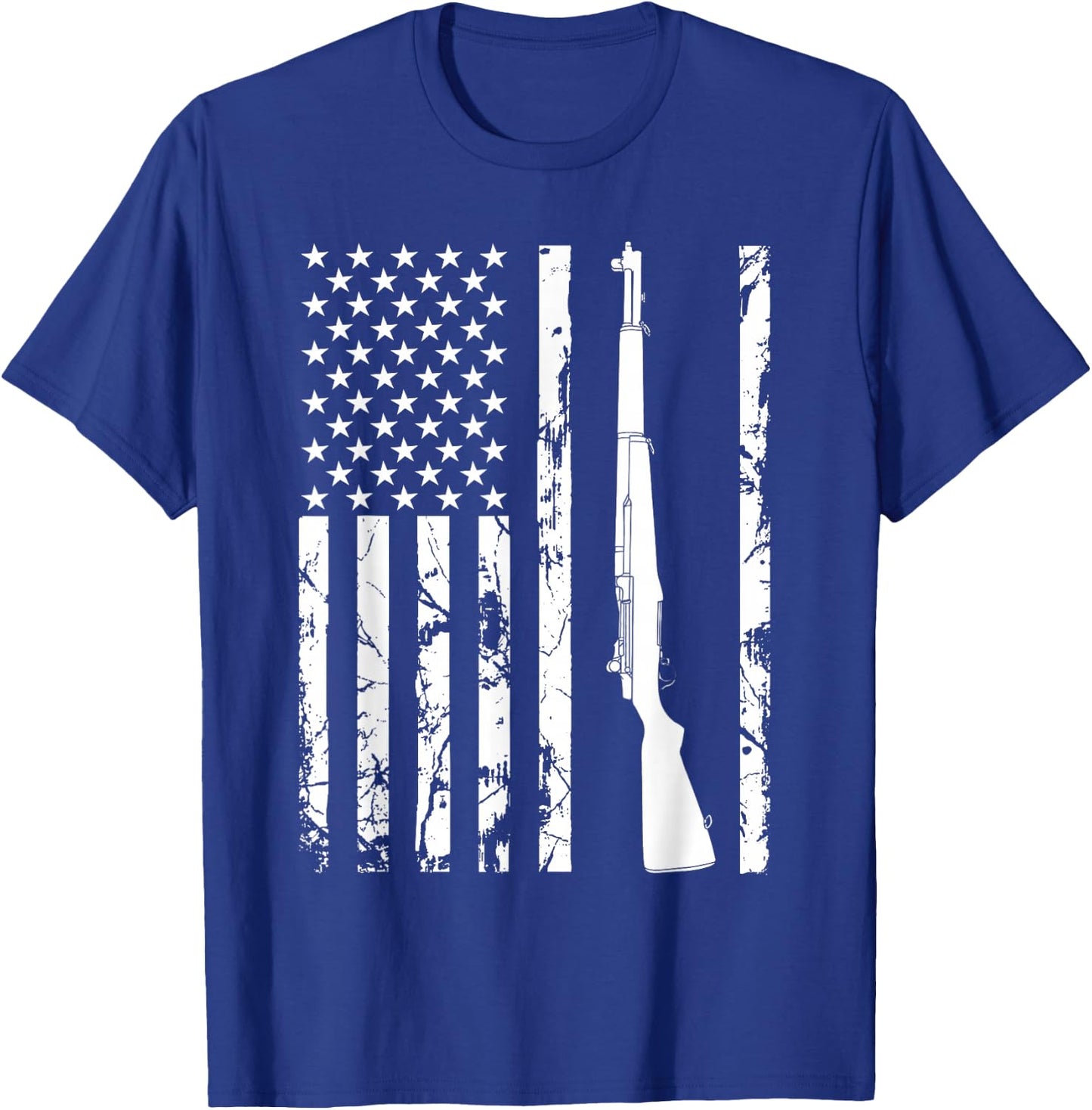 M1 Garand Rifle USA American Flag T-Shirt - T-Shirt | Royal