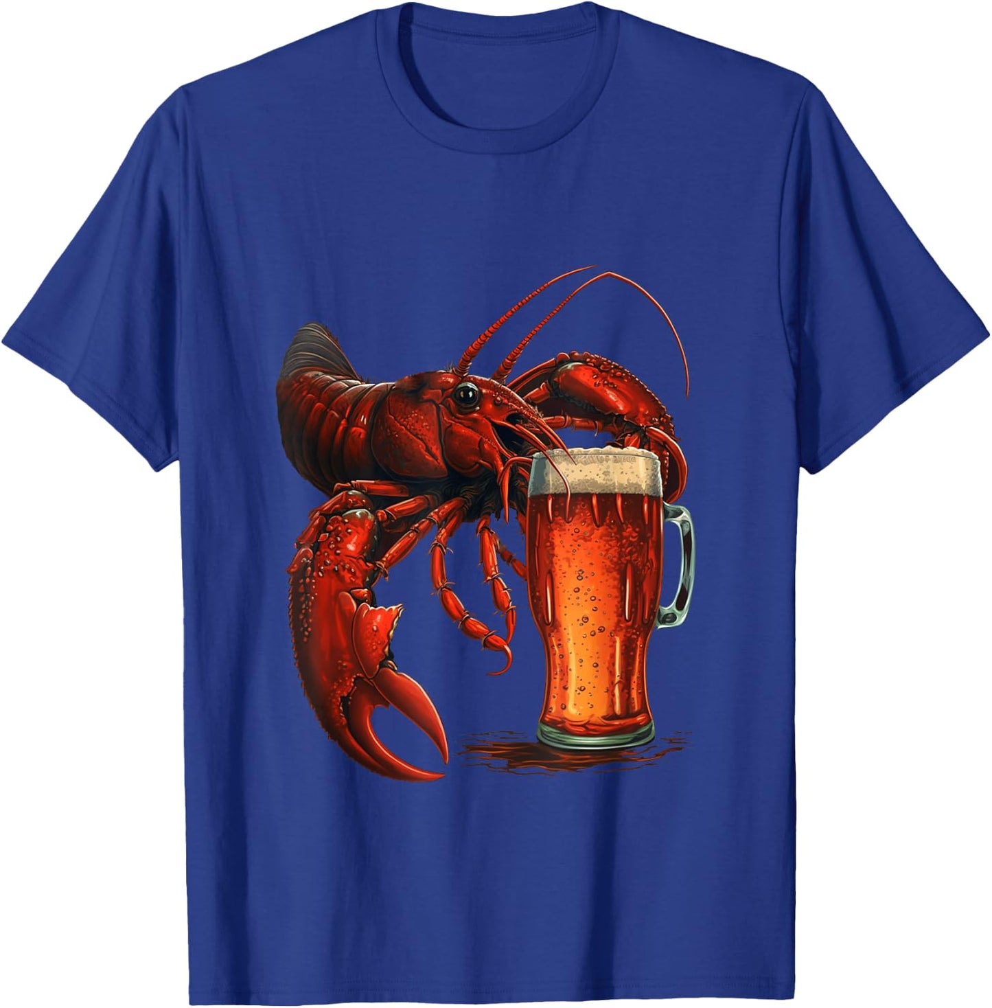 Funny Lobster Drinking Beer Beach Vacation Summer Women Men T-Shirt - T-Shirt | Royal