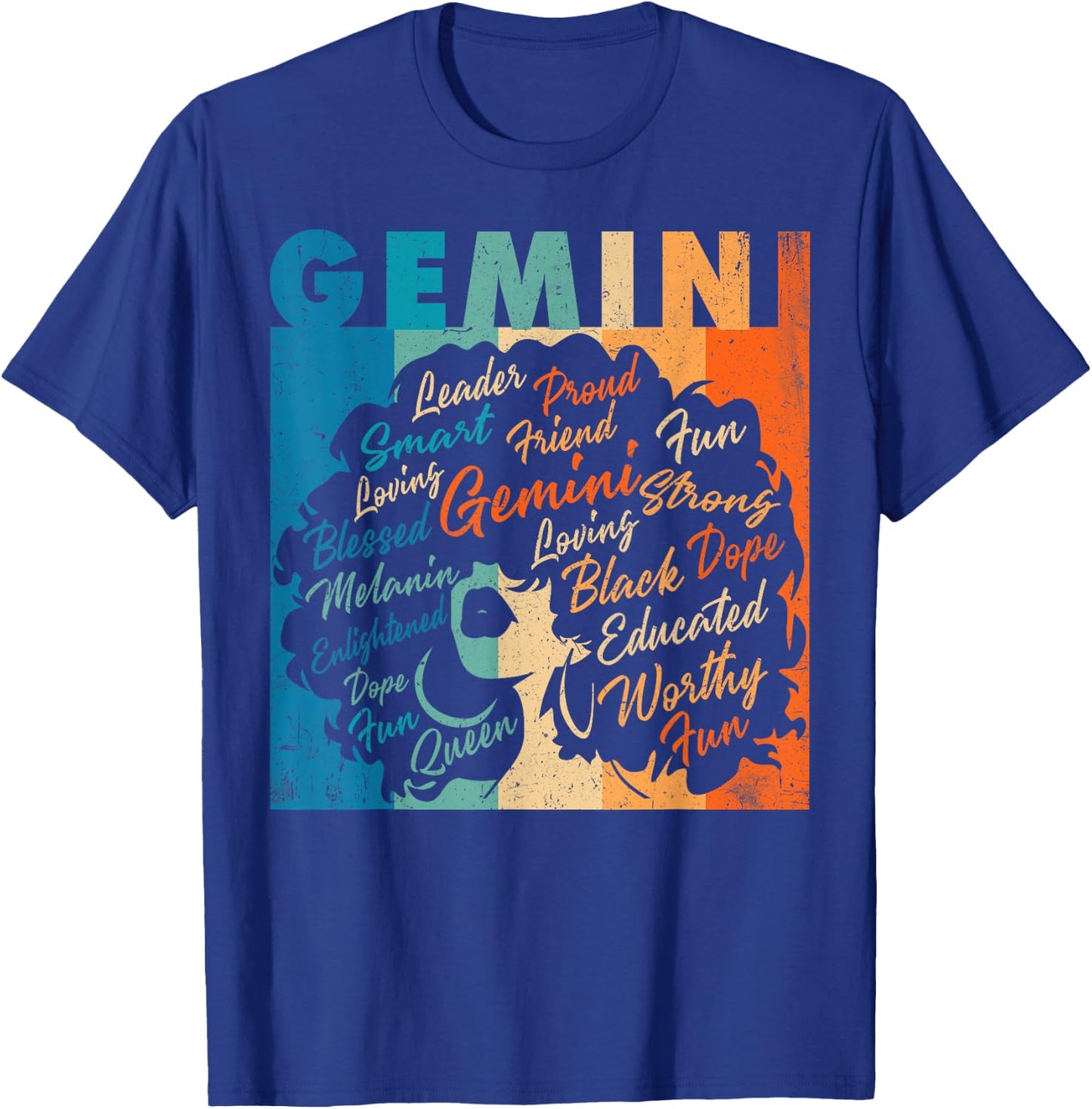 African American Women Zodiac Birthday Gemini Girl T-Shirt - T-Shirt | Royal