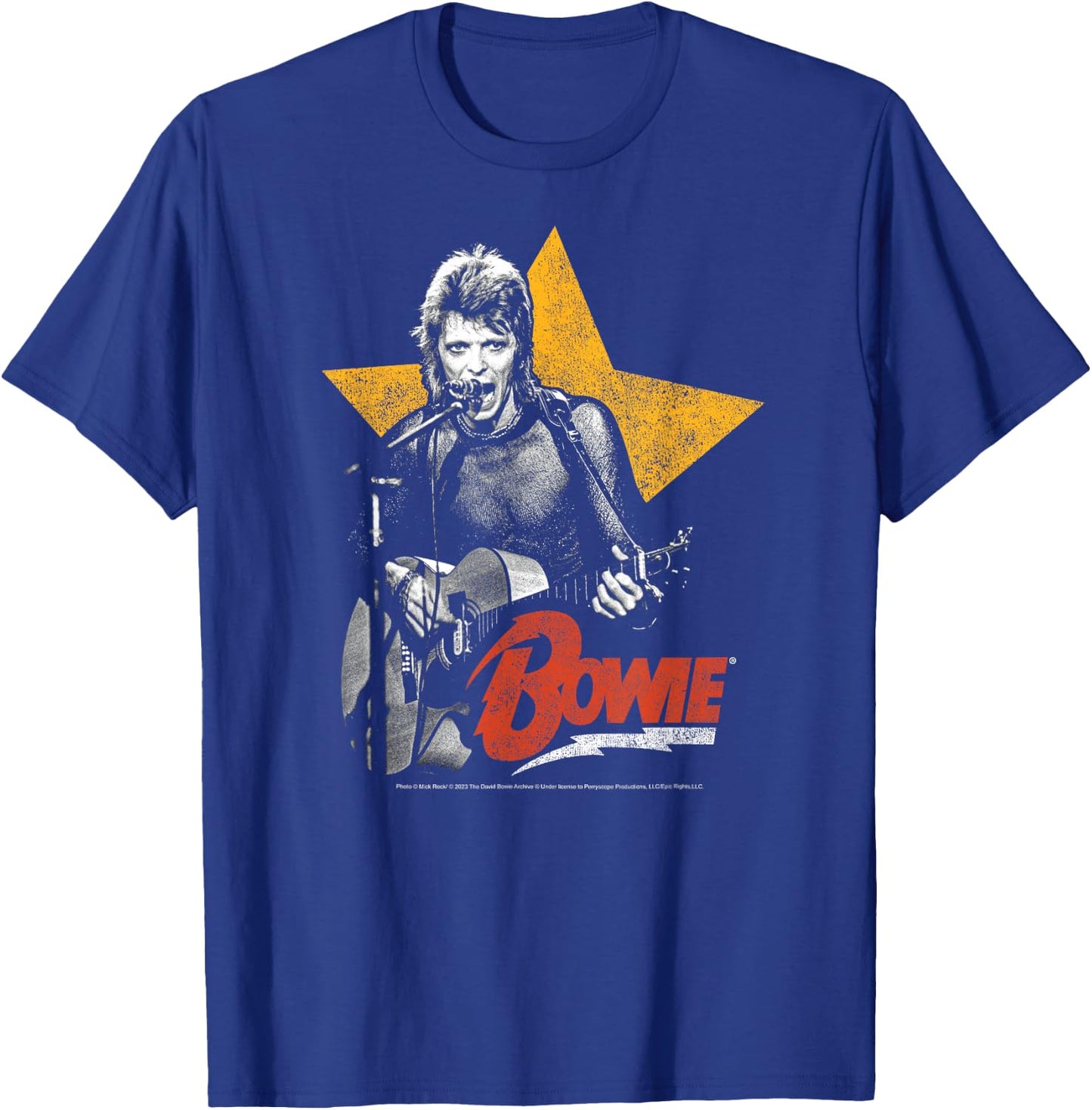 David Bowie- Bowie Guitar with Star T-Shirt - T-Shirt | Royal