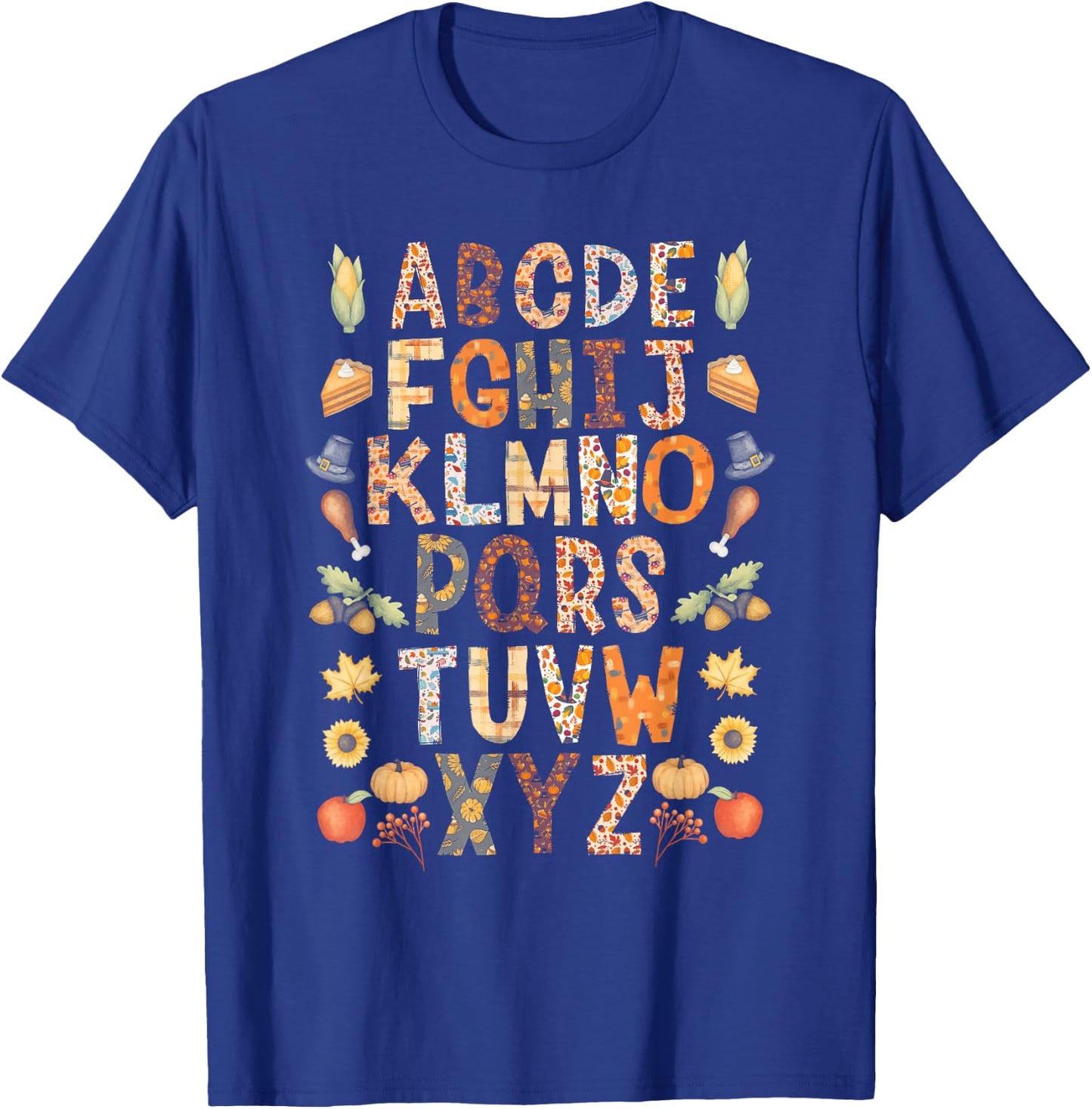 Alphabet Funny Turkey Thanksgiving Costume Preschool Teacher T-Shirt - T-Shirt | Royal
