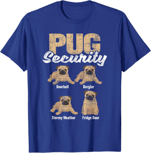 Pug Security - Puppy Owner Dog Breeder Pet Trainer Pup Lover T-Shirt - T-Shirt | Royal