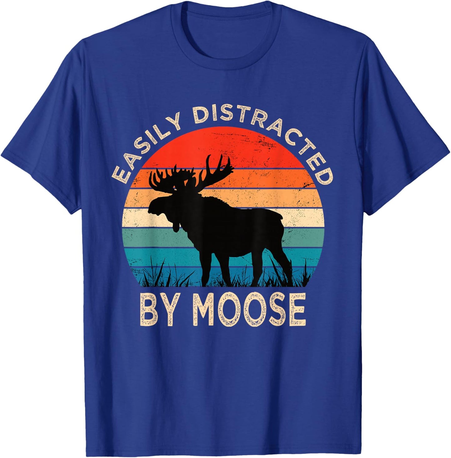 Slightly Distracted by Moose Vintage Funny Moose T-Shirt - T-Shirt | Royal