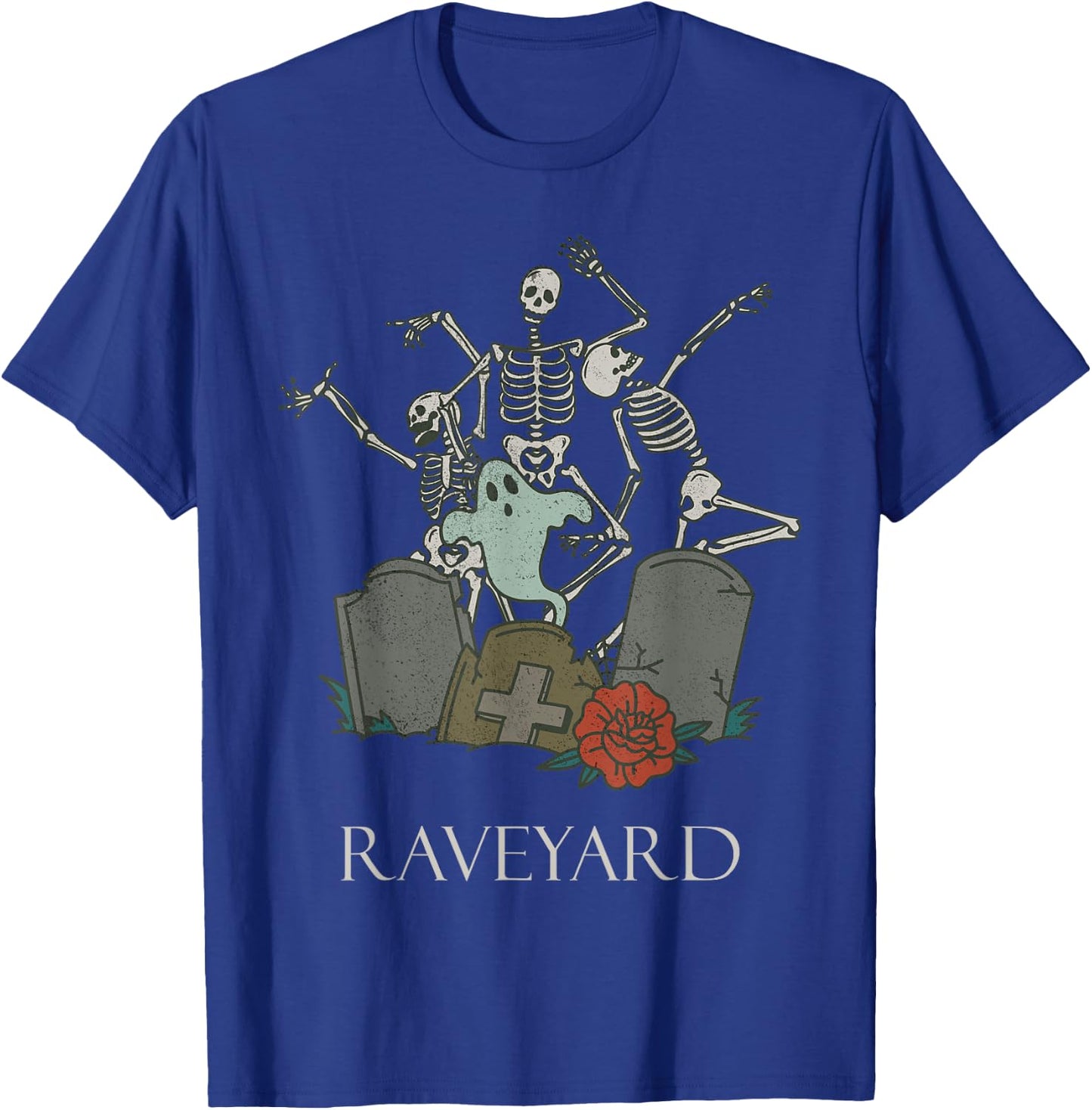 Funny Skeleton Rave Heavy Metal Goth Raveyard Halloween T-Shirt - T-Shirt | Royal