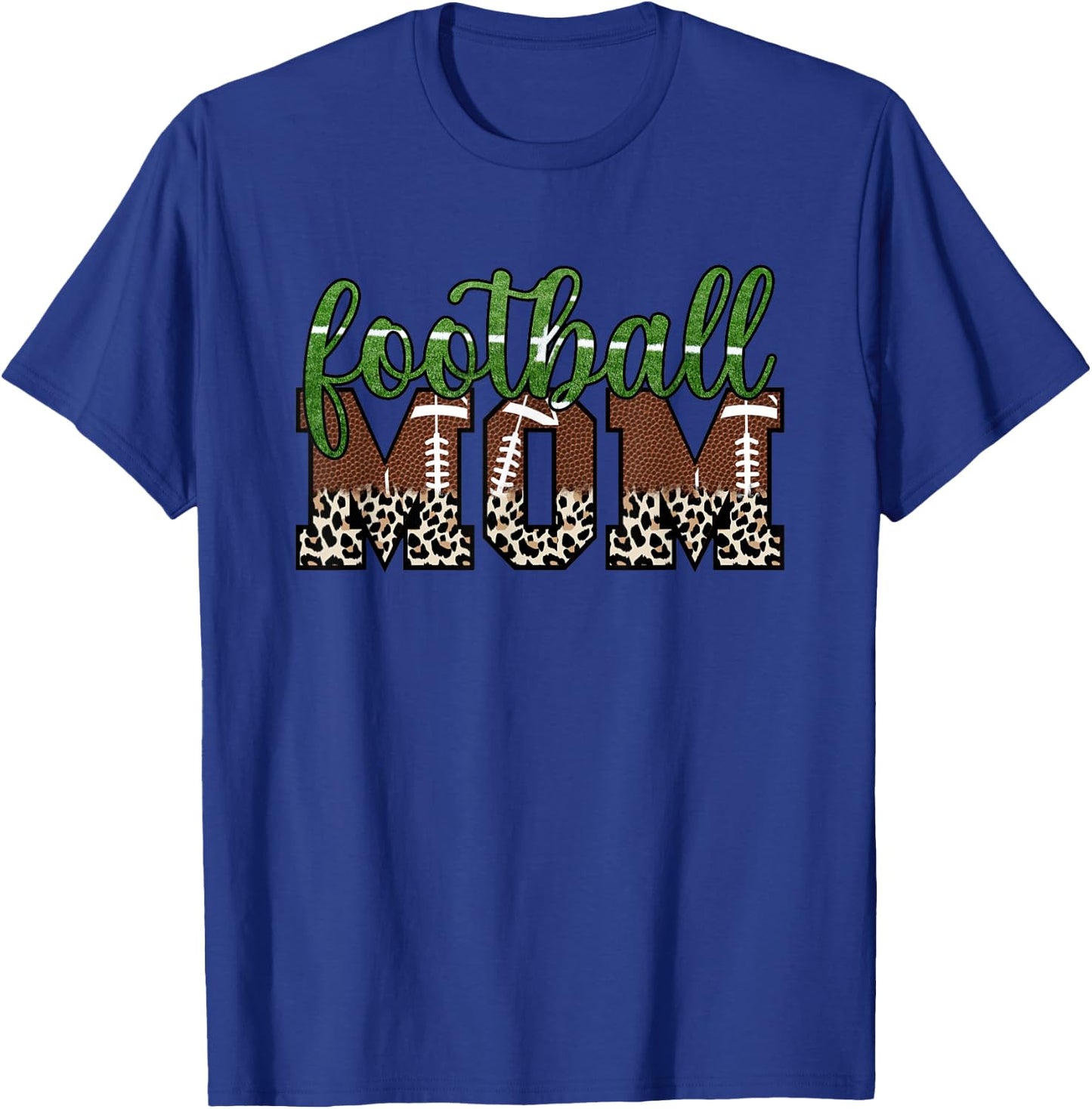 Moms Football Leopard Print Proud Women's Cheetah Pattern T-Shirt - T-Shirt | Royal
