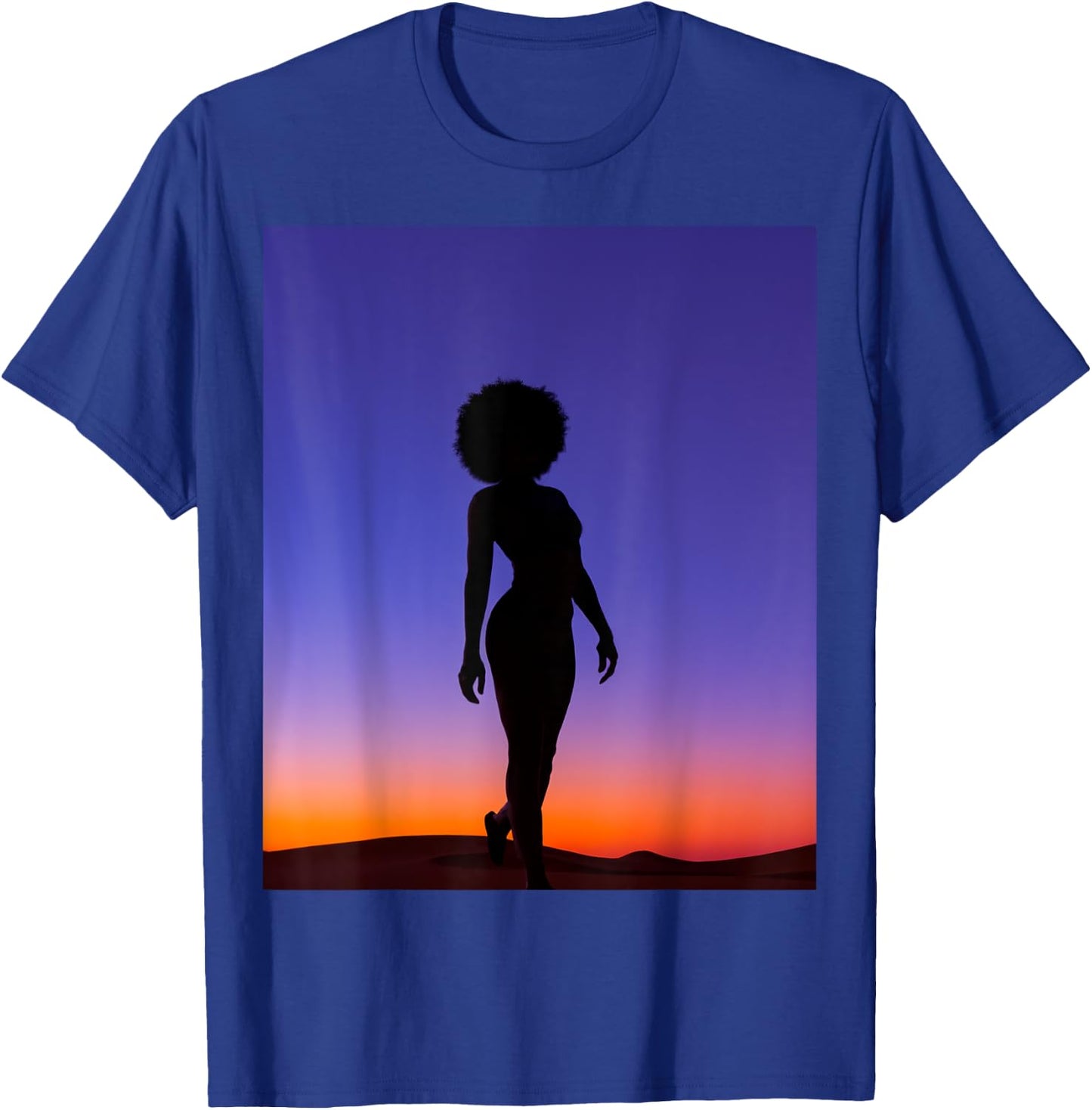 Mysterious Mirage: Silhouetted Sojourn in a Desert Night T-Shirt - T-Shirt | Royal