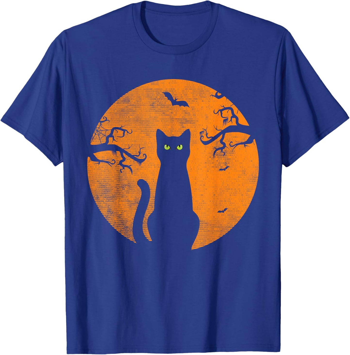 Vintage Scary Christmas Cat Costume Retro Cat Moon Black Cat T-Shirt - T-Shirt | Royal