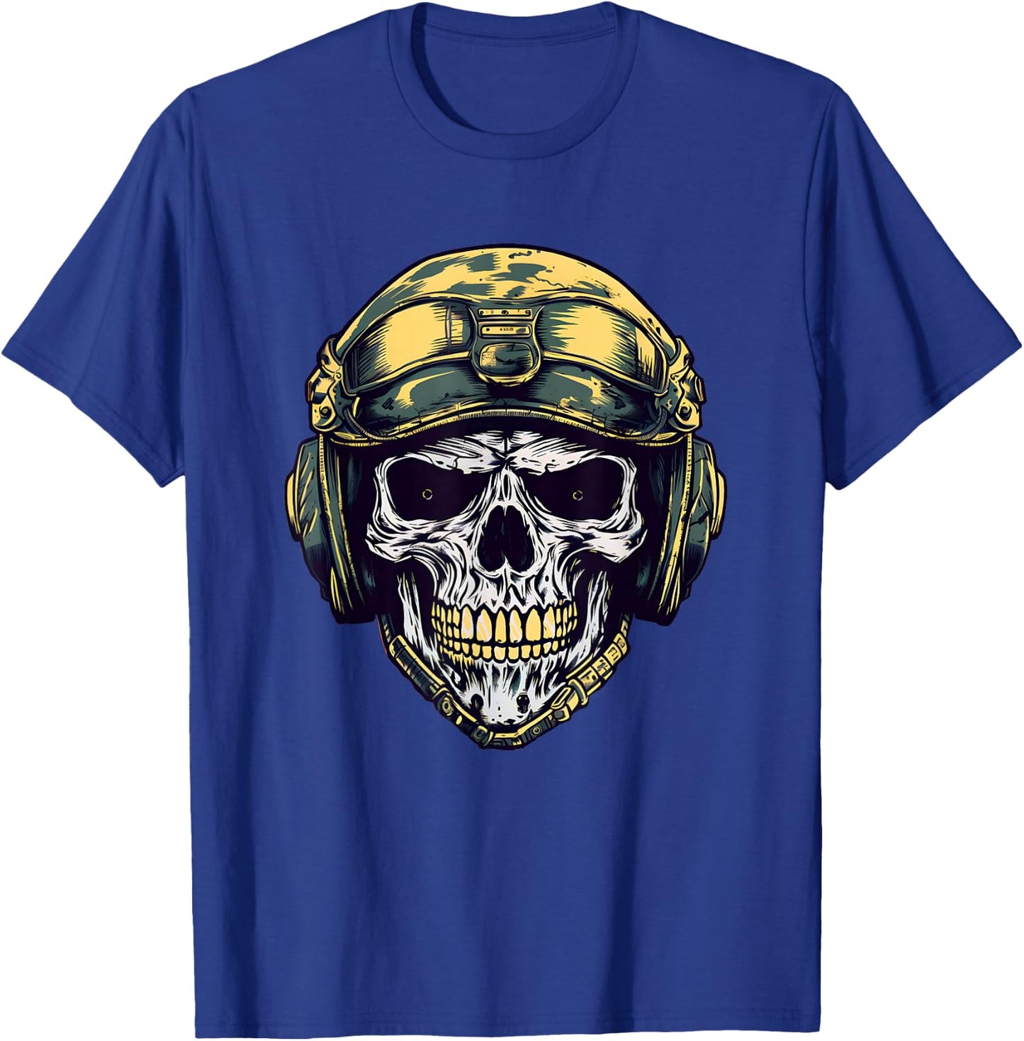 Skull Ballistic Helmet Military Camouflage T-Shirt - T-Shirt | Royal