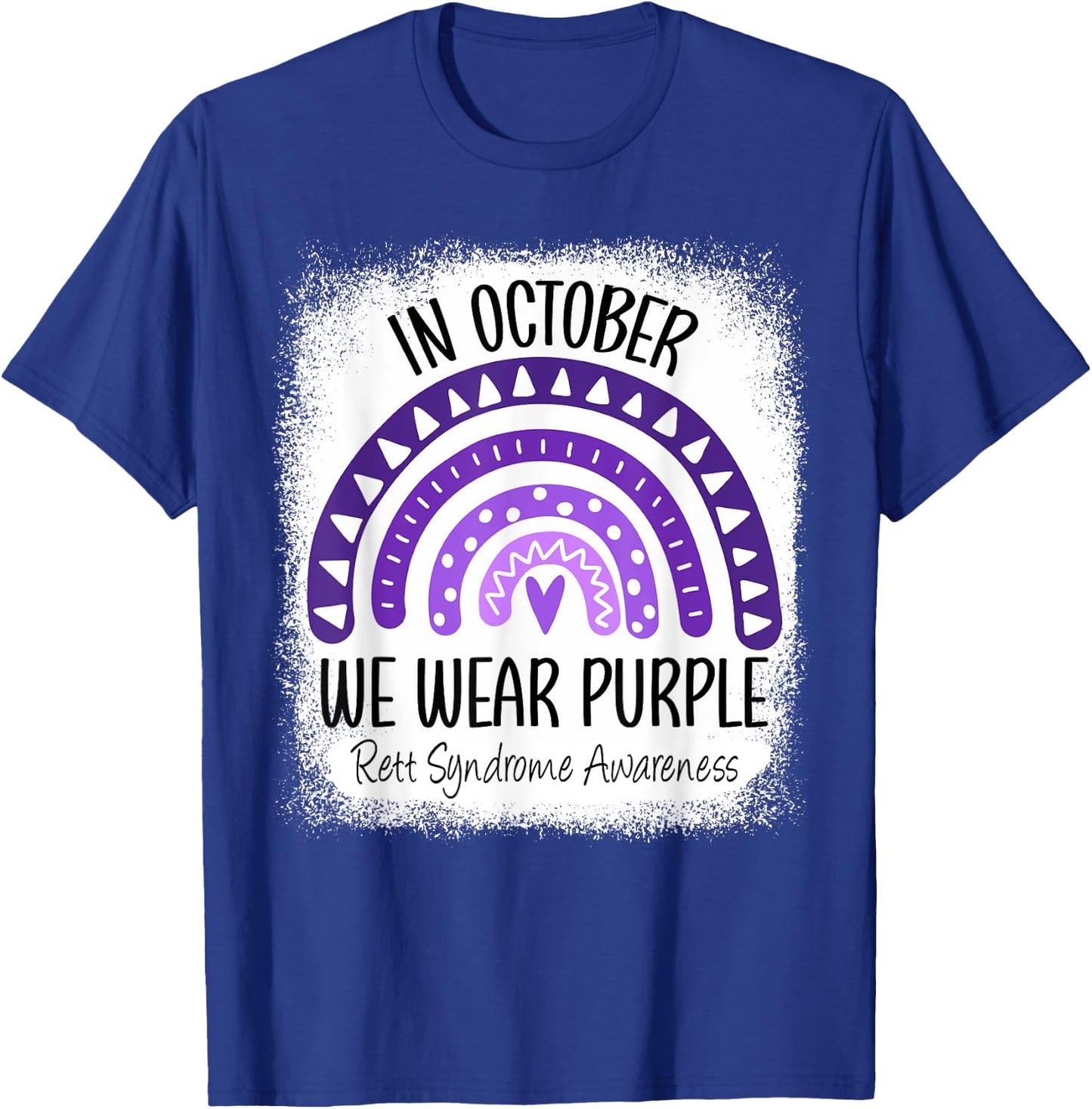 Rainbow In October We Wear Purple Rett Syndrome Awareness T-Shirt - T-Shirt | Royal