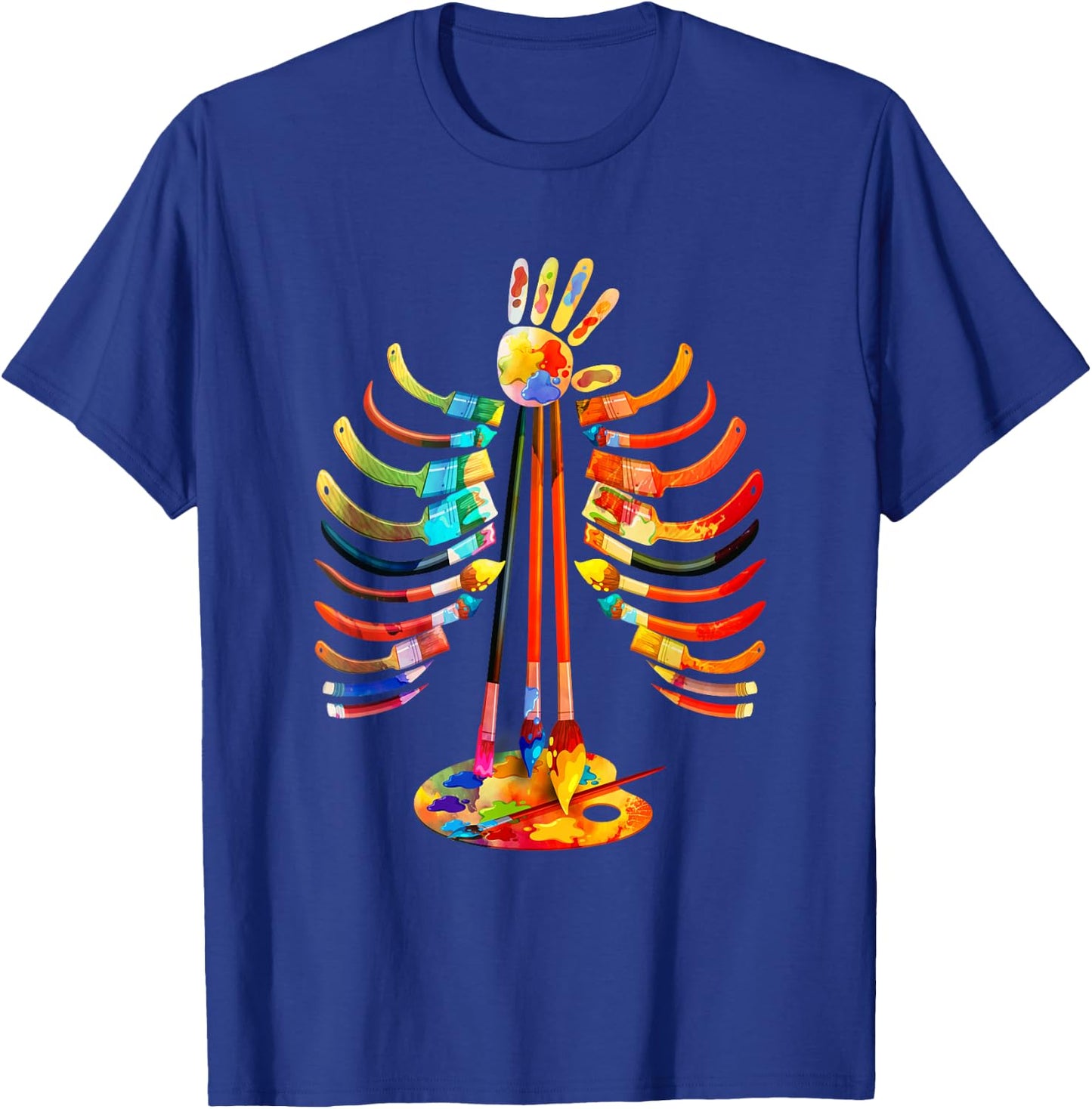 Halloween Art Teacher Bone Graphic Colorful Artist Halloween T-Shirt - T-Shirt | Royal