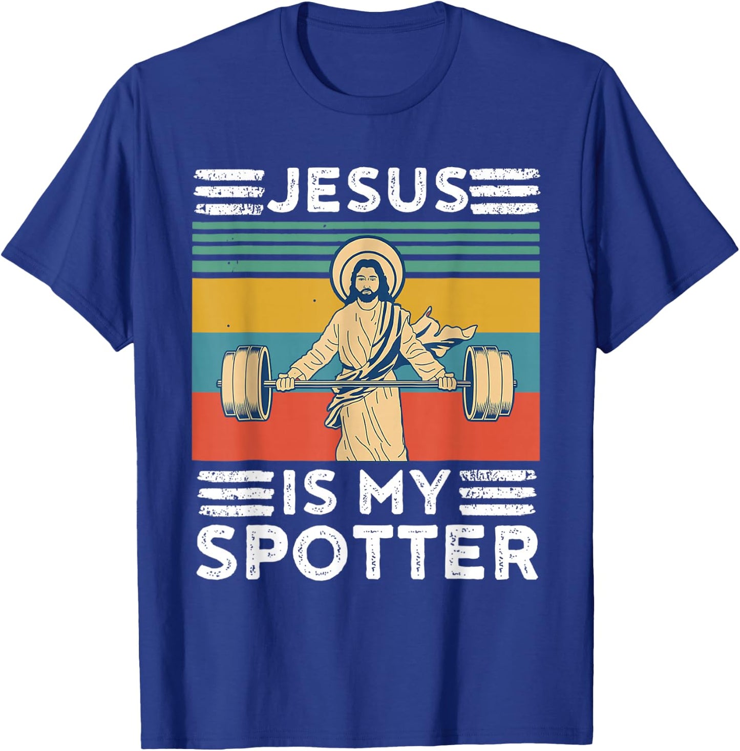 Christian Athlete Apparel Workout Gym Jesus Is My Spotter T-Shirt - T-Shirt | Royal