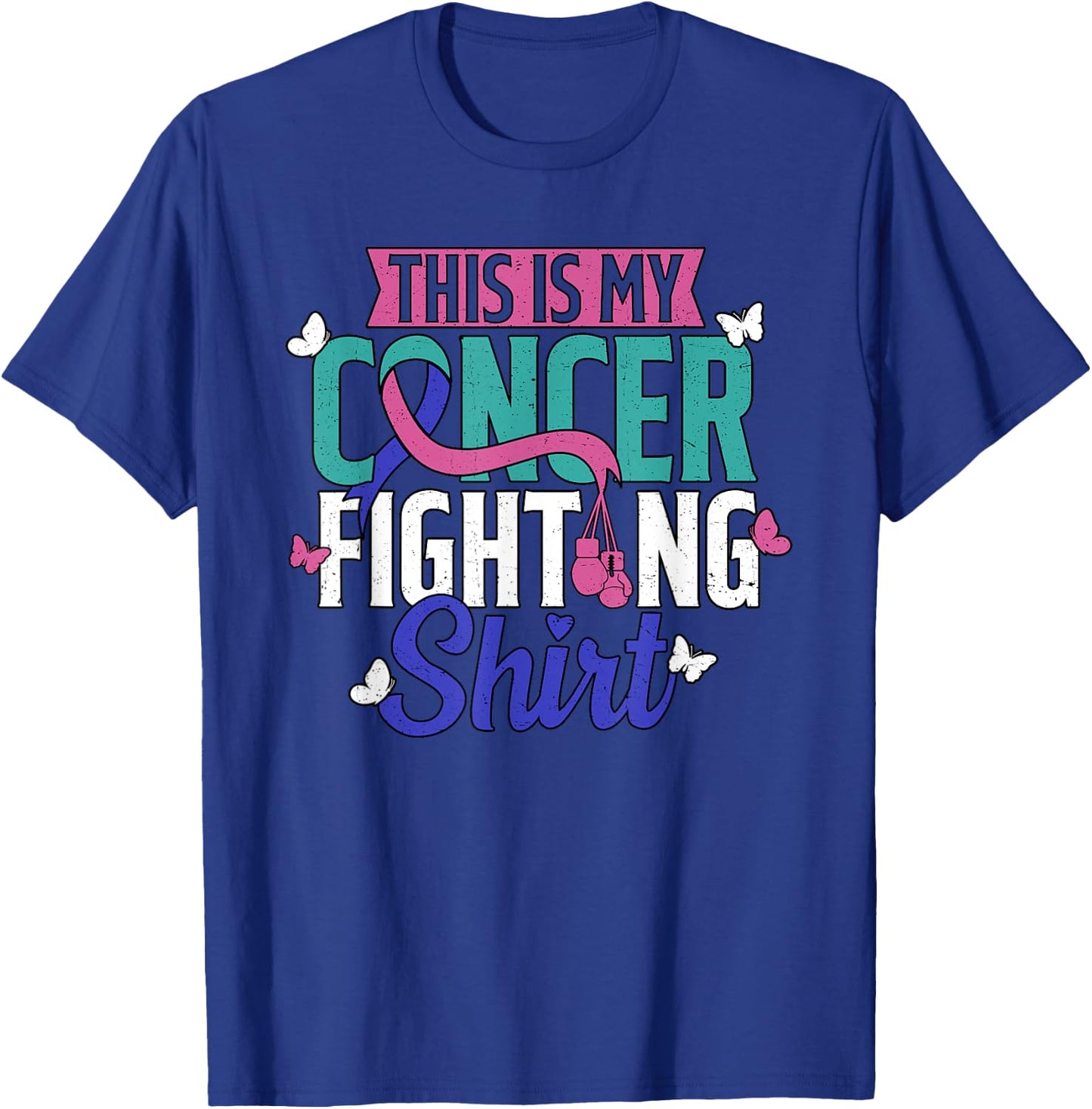 Thyroid Cancer Fighting Thyroid Ribbon Awareness Fighter T-Shirt - T-Shirt | Royal