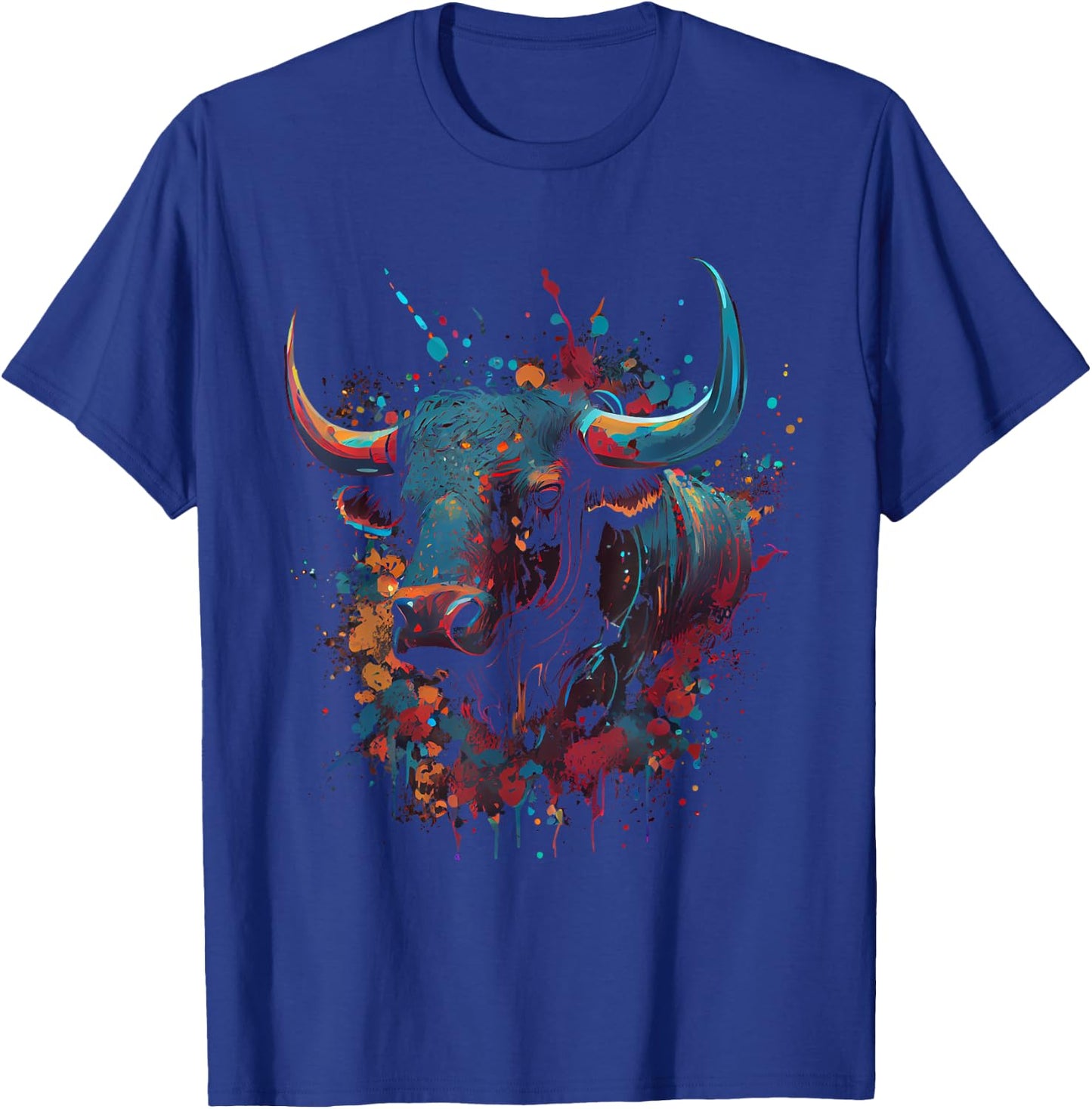 Bull Colorful Bull Riding Meat Favorite Animal Bull T-Shirt - T-Shirt | Royal