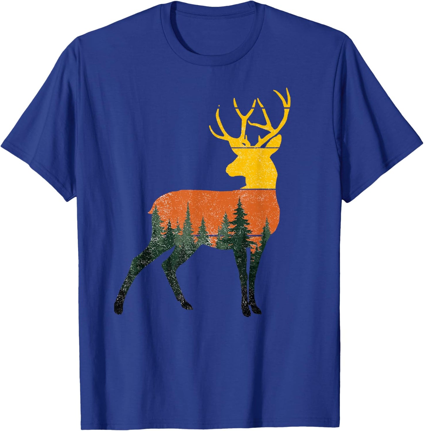 Buck Deer Outdoor Forest Nature Wildlife Animal Vintage T-Shirt - T-Shirt | Royal