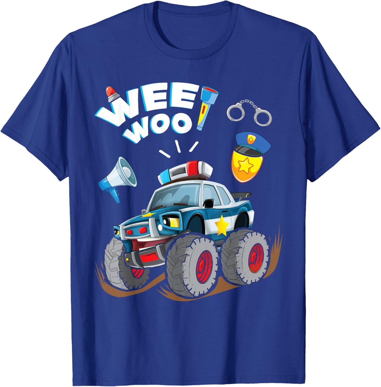 Funny Monster Truck Police Car Boy Wee Woo Cop Policeman T-Shirt - T-Shirt | Royal