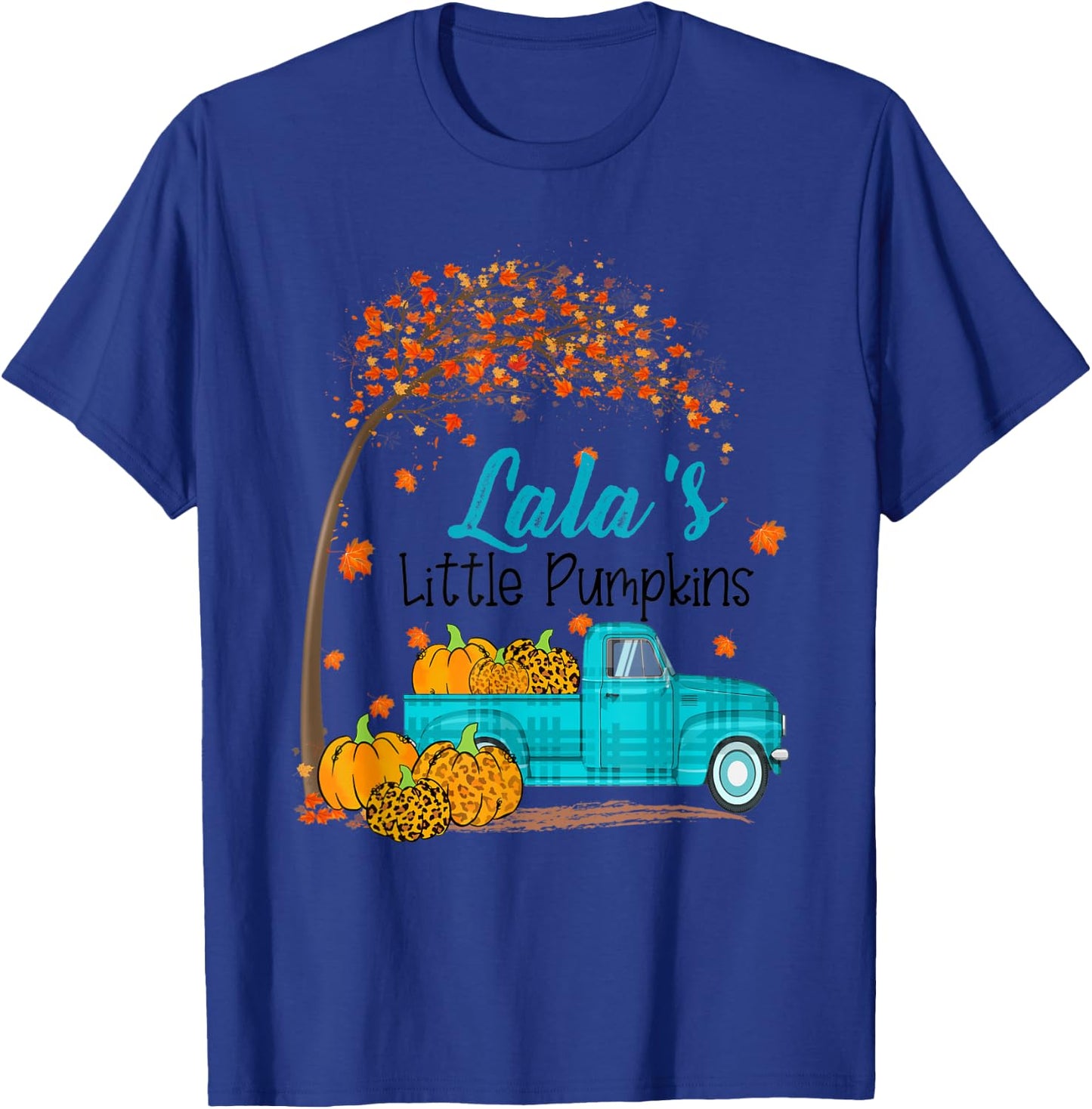 Autumn Tree lala's Little Pumpkins Blue Truck - Fall T-Shirt - T-Shirt | Royal