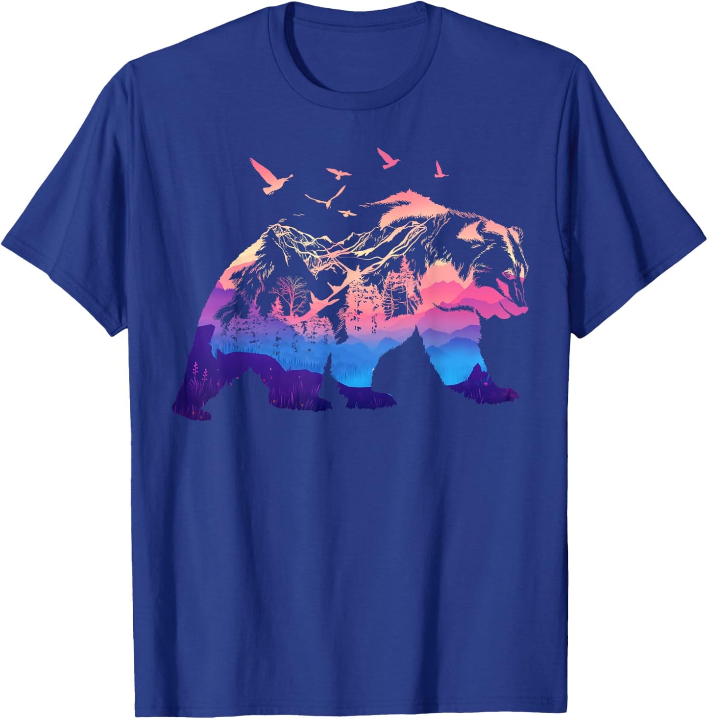 Bear Nature Outdoor Mountains Forest Trees Bear Wildlife T-Shirt - T-Shirt | Royal