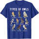 Owl Lover, Owl Types, Bird Lover, Owl T-Shirt - T-Shirt | Royal