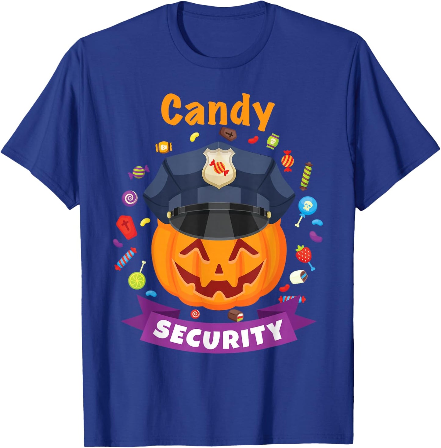 Candy Security Halloween Party Costume Police Funny T-Shirt - T-Shirt | Royal
