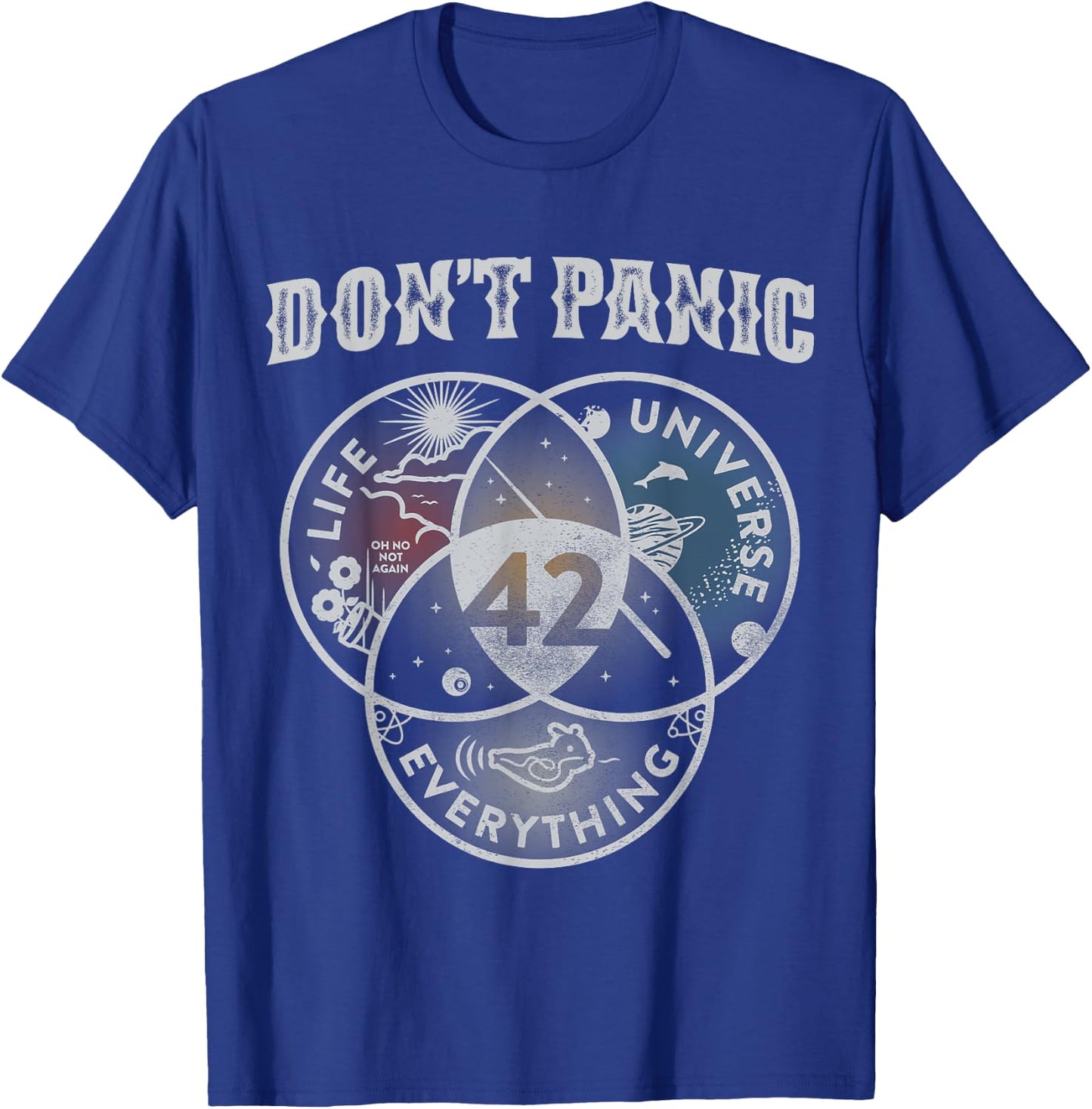 Venn Diagram Don't Panic Life The Universe And Everything 42 T-Shirt - T-Shirt | Royal