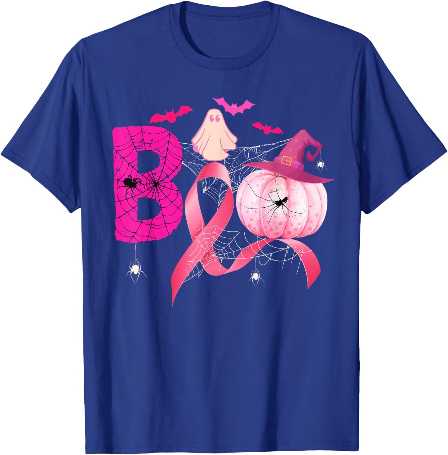 Funny Boo Pumpkin Witch Pink Ribbon Breast Cancer Halloween T-Shirt - T-Shirt | Royal