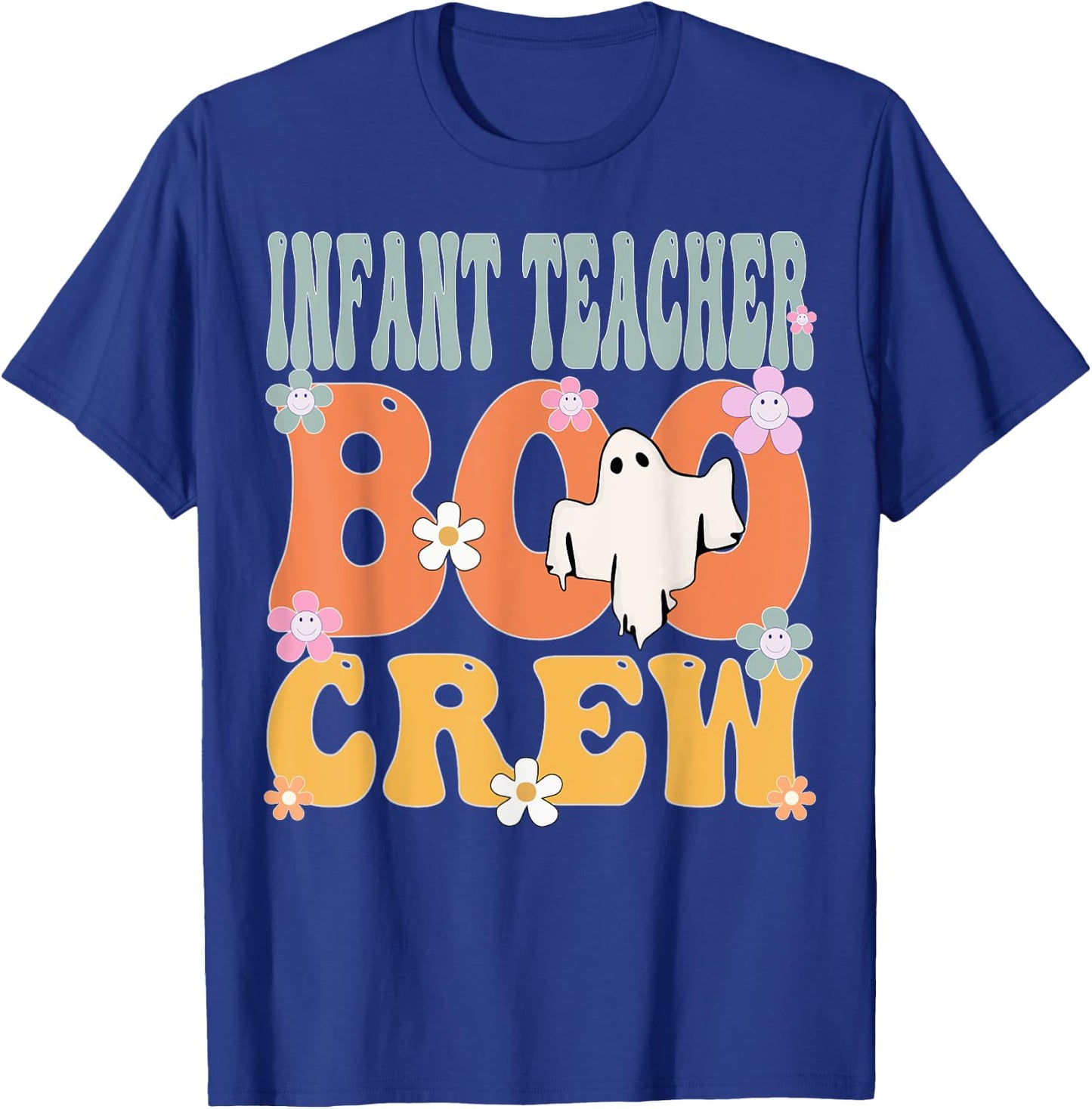 Infant Teacher Boo Crew Ghost Groovy Halloween T-Shirt - T-Shirt | Royal