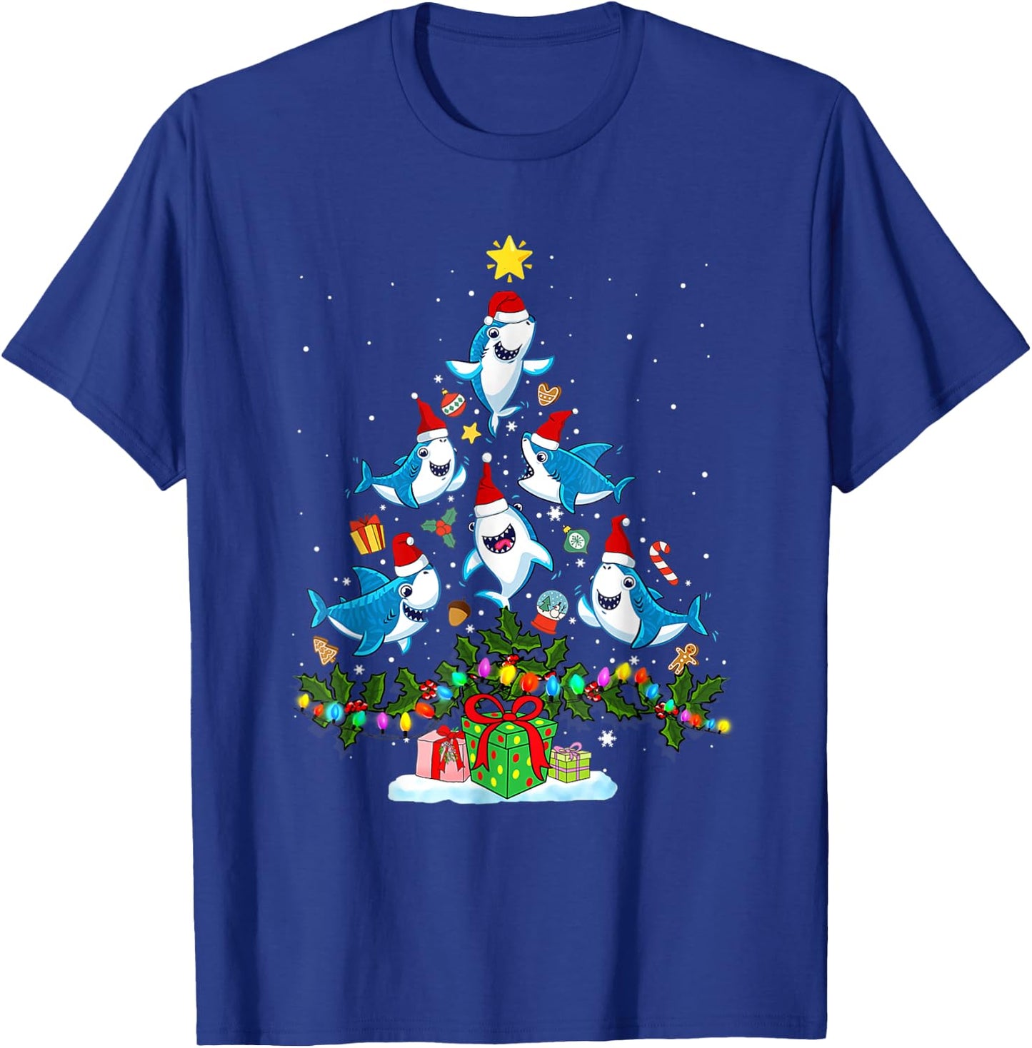 This Is My Christmas Pajama Shirt Funny Christmas Shark Tree T-Shirt - T-Shirt | Royal