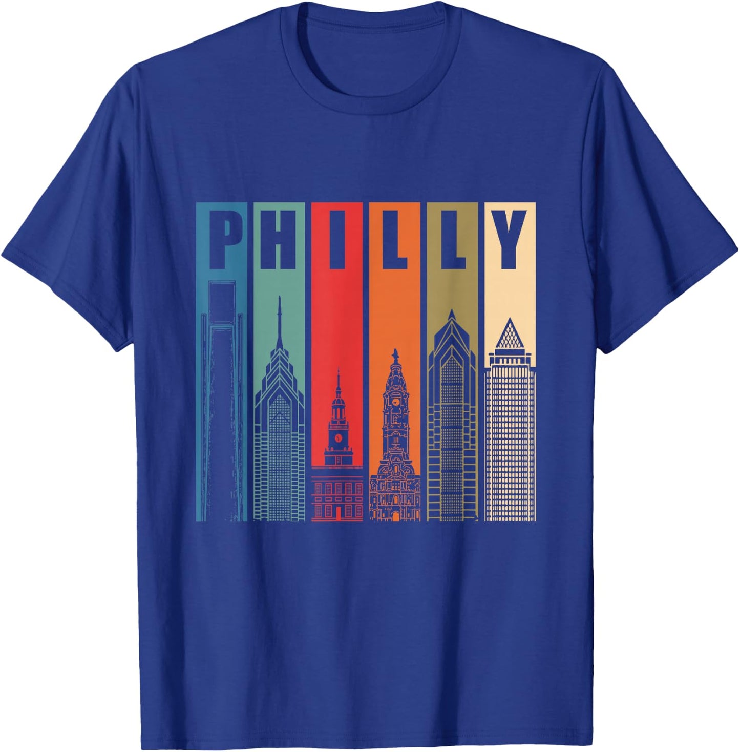 Philly Retro Vintage Philadelphia Skyline Philly City Pride T-Shirt - T-Shirt | Royal
