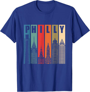 Philly Retro Vintage Philadelphia Skyline Philly City Pride T-Shirt - T-Shirt | Royal