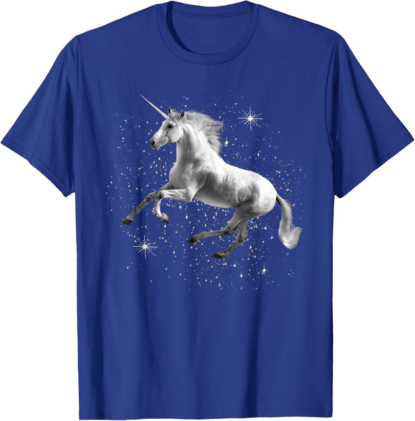 Unicorn Black and White Starry Stars T-Shirt - T-Shirt | Royal