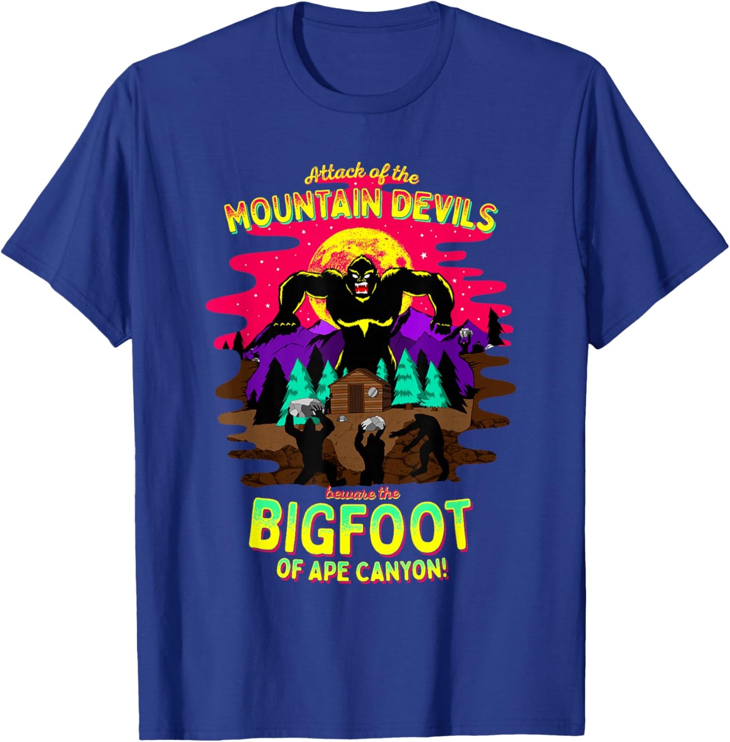 Bigfoot Battle of Ape Canyon Mt St Helens 1924 Retro Cryptid T-Shirt - T-Shirt | Royal