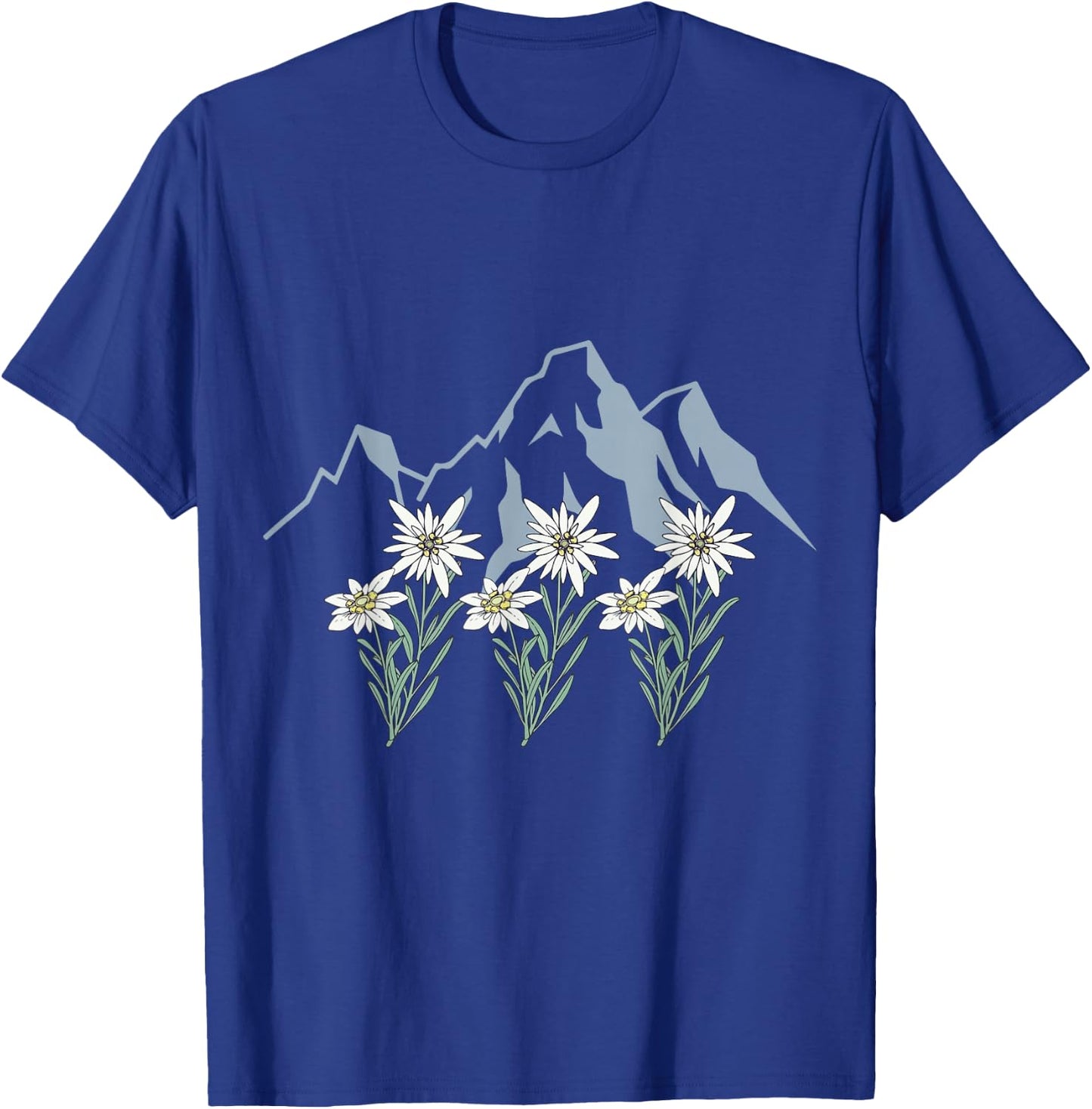 Mountains Switzerland Alps Edelweiss basket alpine flower T-Shirt - T-Shirt | Royal