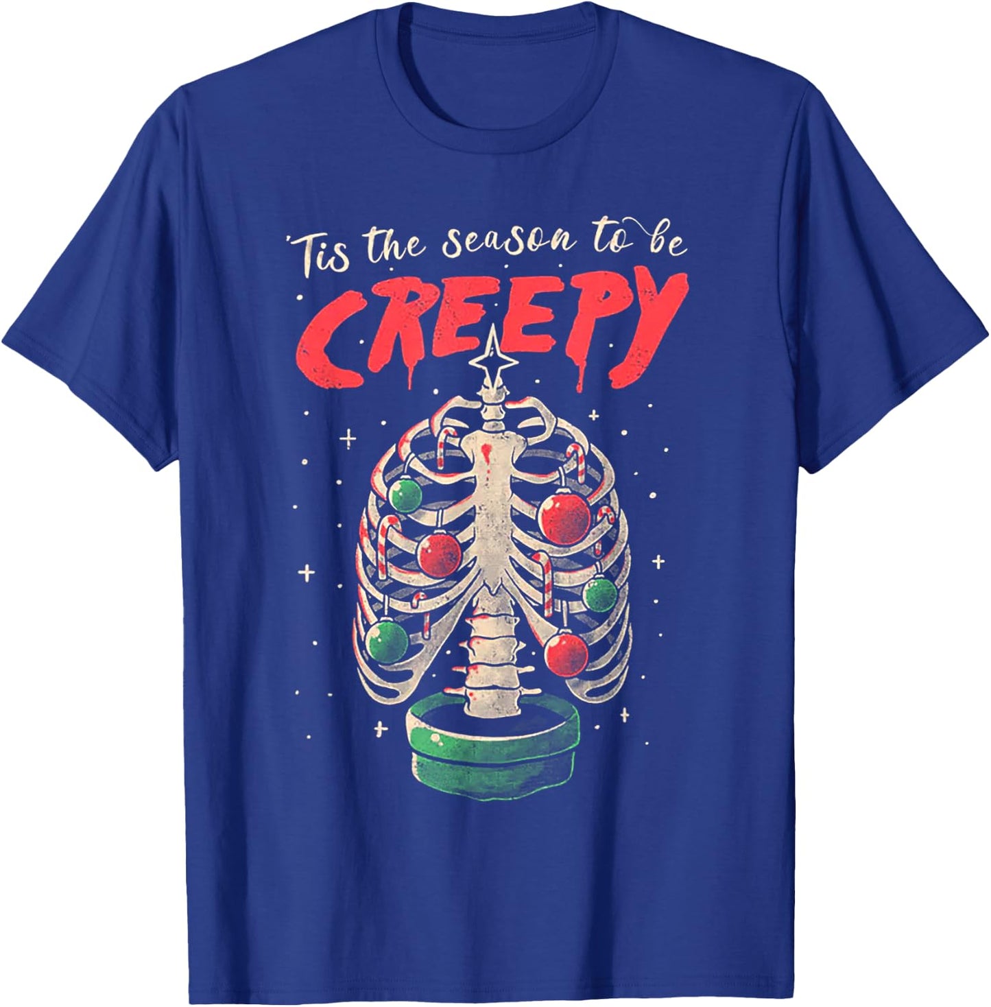 Tis The Season To Be Creepy Skeleton Tree Xmas T-Shirt - T-Shirt | Royal