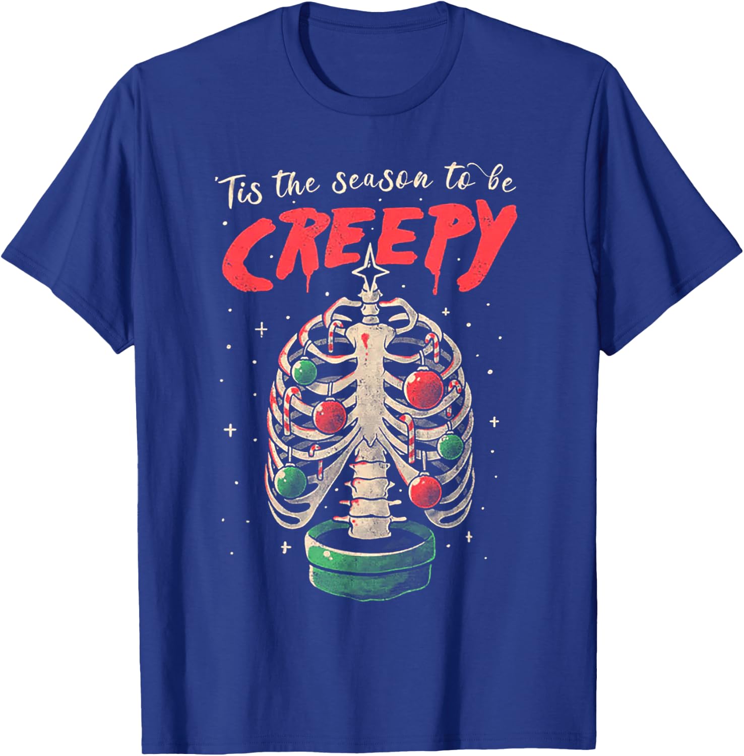 Tis The Season To Be Creepy Skeleton Tree Xmas T-Shirt - T-Shirt | Royal