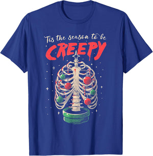 Tis The Season To Be Creepy Skeleton Tree Xmas T-Shirt - T-Shirt | Royal